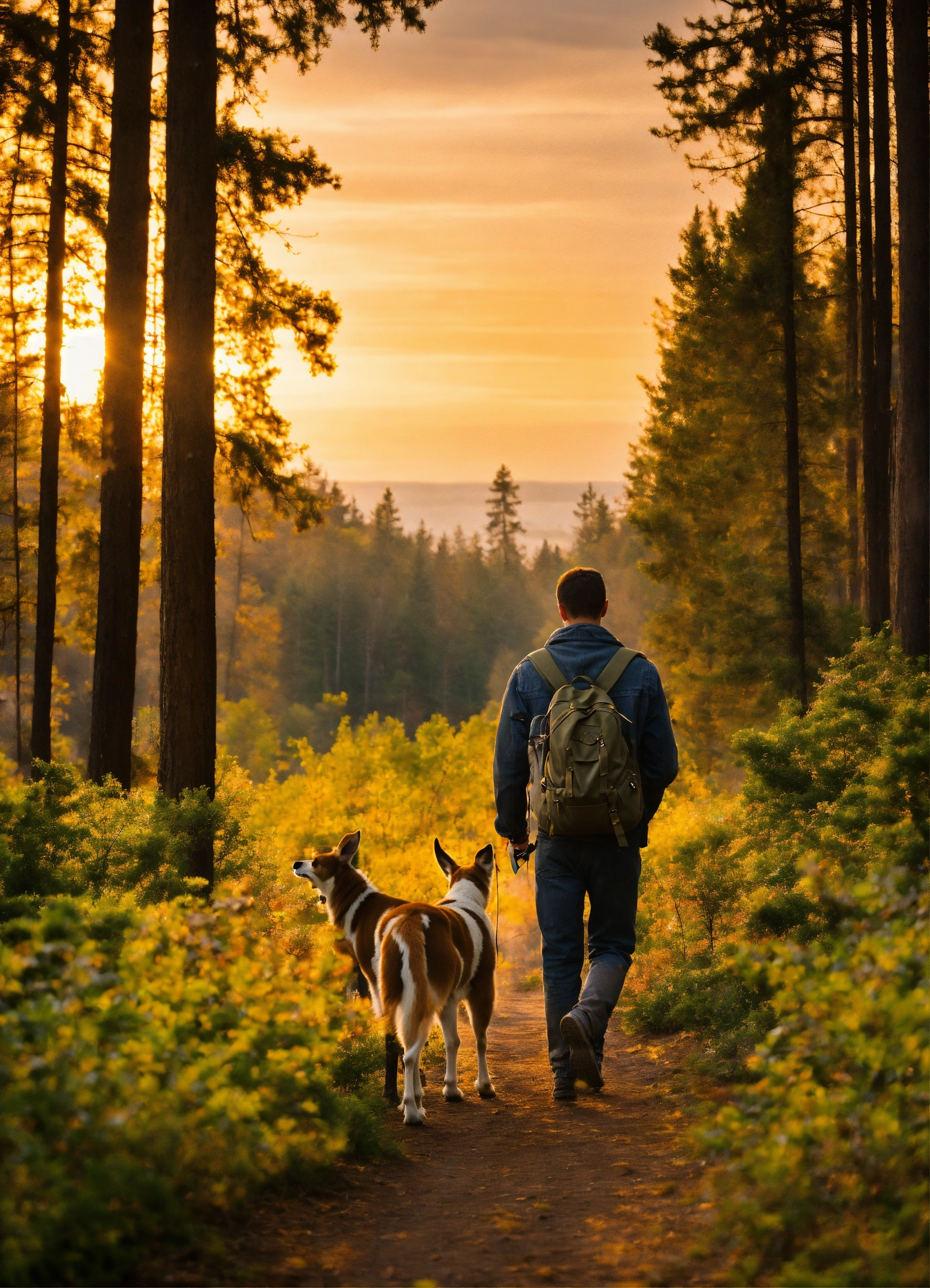 Quiet walk with two dogs